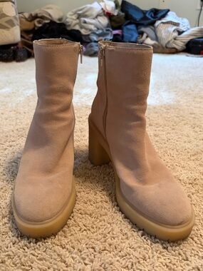Dolce Vita Beige Suede Platform Ankle Boots